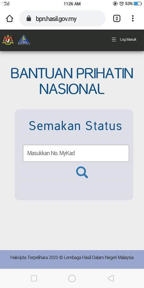 Permohonan Bantuan Prihatin Nasional (BPN) Semakan Status 