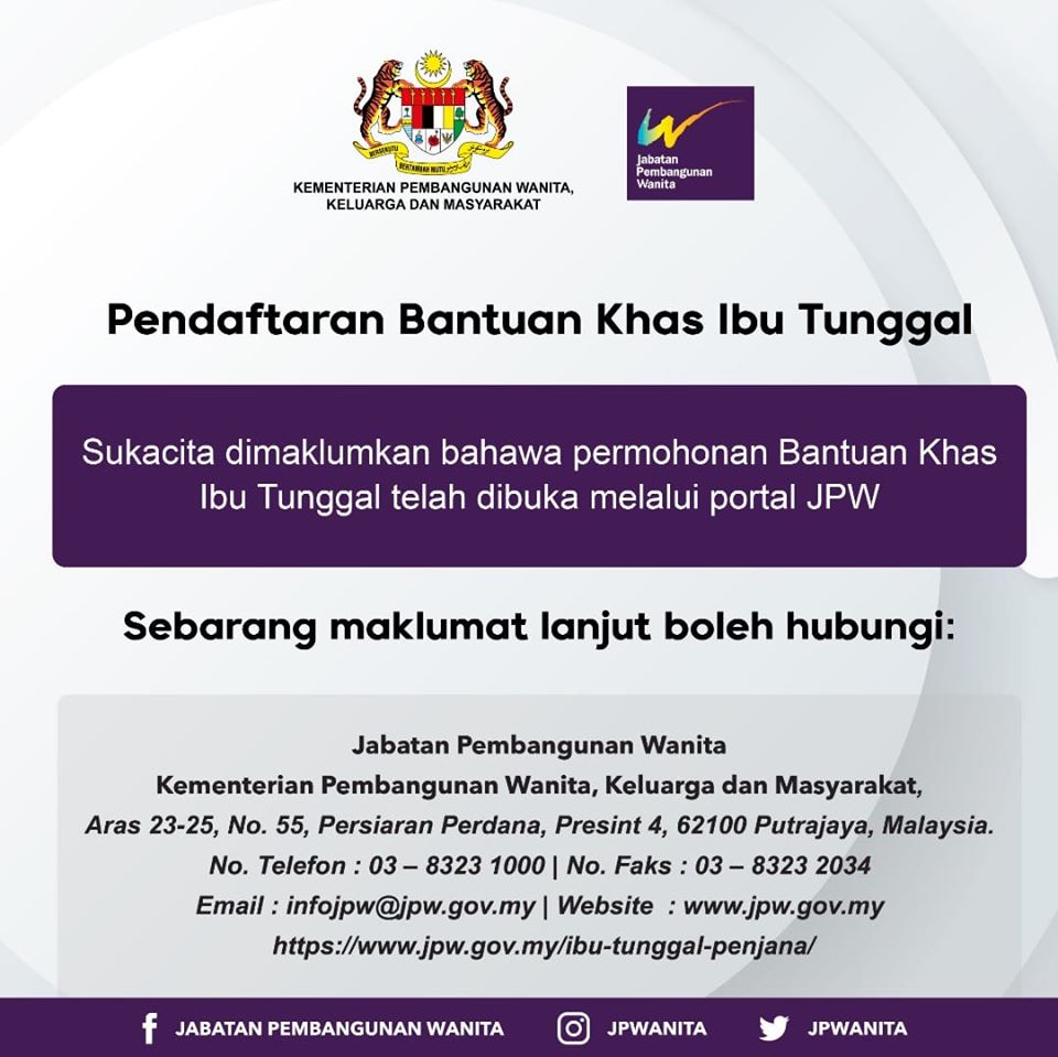Permohonan Bantuan Khas Ibu Tunggal Bkit Rm300 Penjana Portal Malaysia
