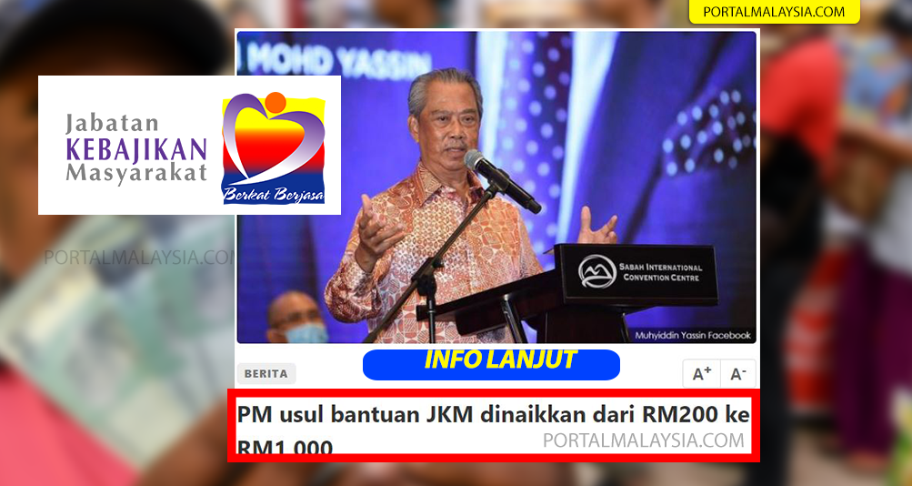 PM Usul Bantuan JKM Dinaikkan RM1,000 1