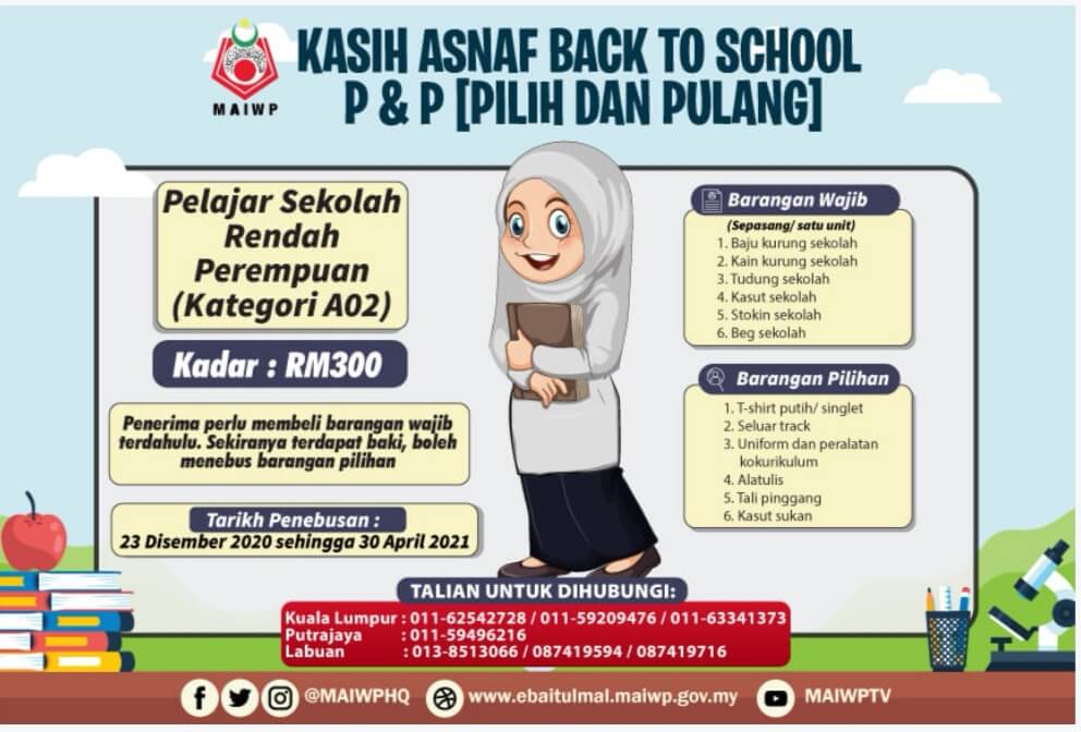 Bantuan Persekolah MAIWP - Bantuan Sehingga RM400 Pakaian & Peralatan Sekolah. 4