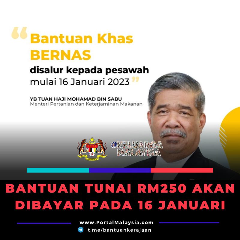 Bantuan Tunai Bernas RM250 Diberikan Pada 16 Januari ini ! : Semak Sekarang !